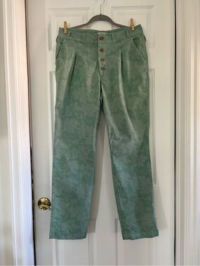 SUNDANCE BASTILLE EASY PANT TROUSER WOMENS SZ 8 LIGHT GREEN FLORAL ACTIVE CASUAL